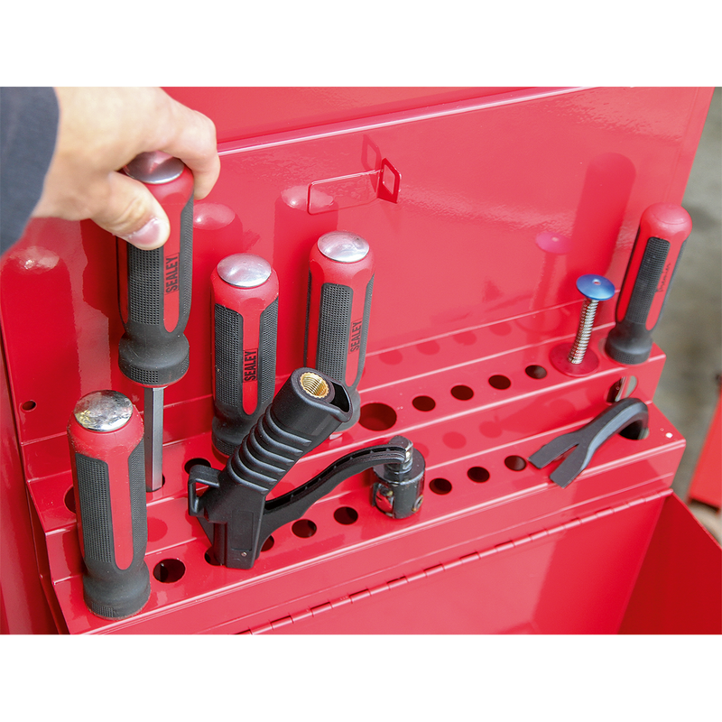 Side Cabinet for Long Handle Tools - Red | Pipe Manufacturers Ltd..