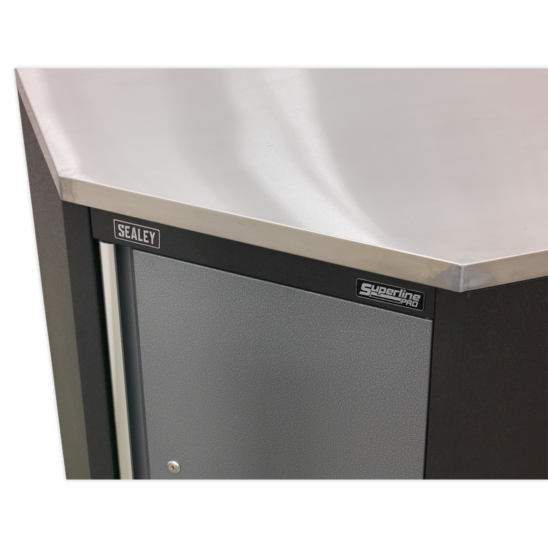 Stainless Steel Worktop for Modular Corner Cabinet 865mm | Pipe Manufacturers Ltd..