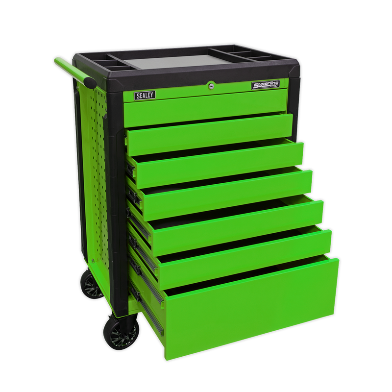 Rollcab 7 Drawer Push-To-Open Hi-Vis Green | Pipe Manufacturers Ltd..