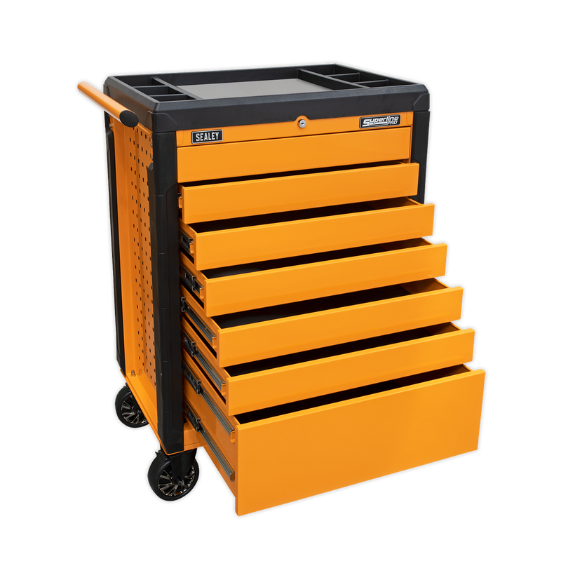 Rollcab 7 Drawer Push-To-Open Hi-Vis Orange | Pipe Manufacturers Ltd..