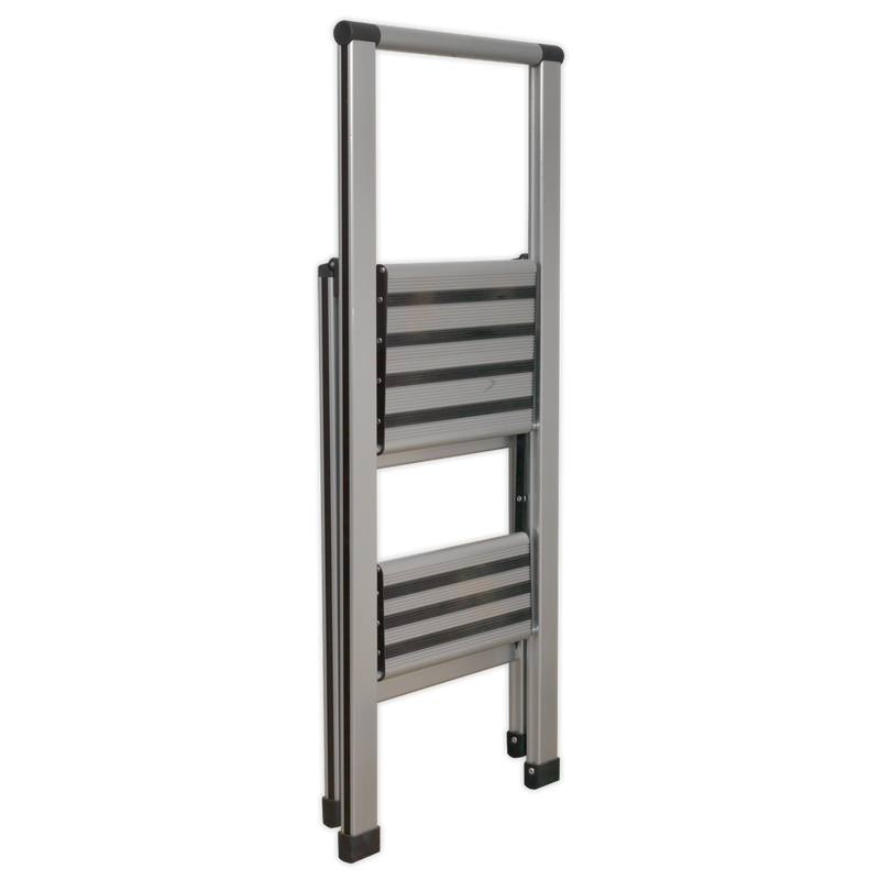 Aluminium Professional Folding Step Ladder 2-Step 150kg Capacity | Pipe Manufacturers Ltd..