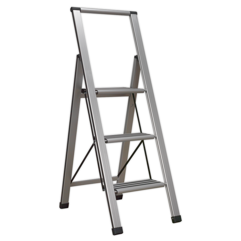 Aluminium Professional Folding Step Ladder 3-Step 150kg Capacity | Pipe Manufacturers Ltd..