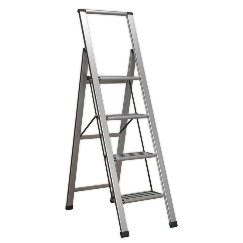 Aluminium Professional Folding Step Ladder 4-Step 150kg Capacity | Pipe Manufacturers Ltd..