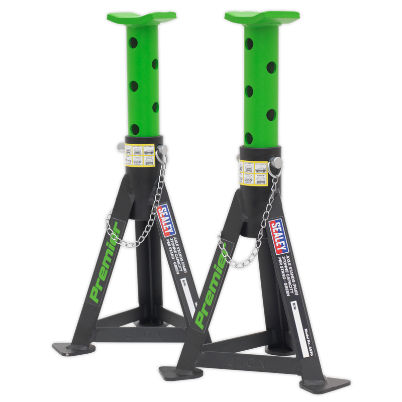 Axle Stands (Pair) 3tonne Capacity per Stand Green | Pipe Manufacturers Ltd..