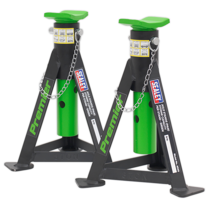 Axle Stands (Pair) 3tonne Capacity per Stand Green | Pipe Manufacturers Ltd..