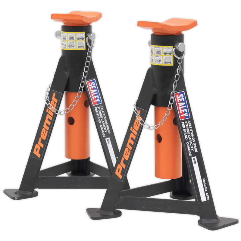 Axle Stands (Pair) 3tonne Capacity per Stand Orange | Pipe Manufacturers Ltd..
