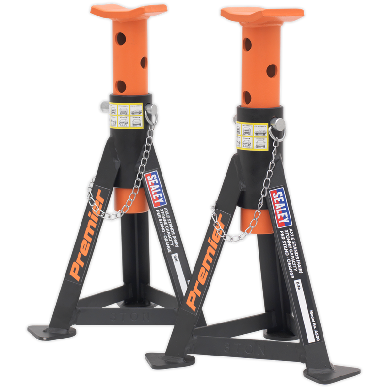 Axle Stands (Pair) 3tonne Capacity per Stand Orange | Pipe Manufacturers Ltd..