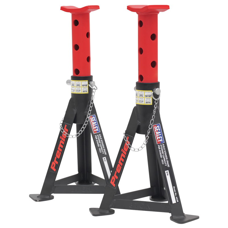 Axle Stands (Pair) 3tonne Capacity per Stand - Red | Pipe Manufacturers Ltd..