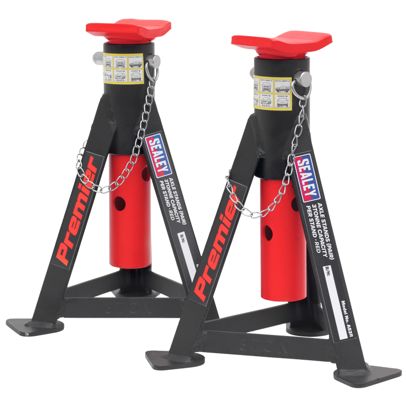 Axle Stands (Pair) 3tonne Capacity per Stand - Red | Pipe Manufacturers Ltd..