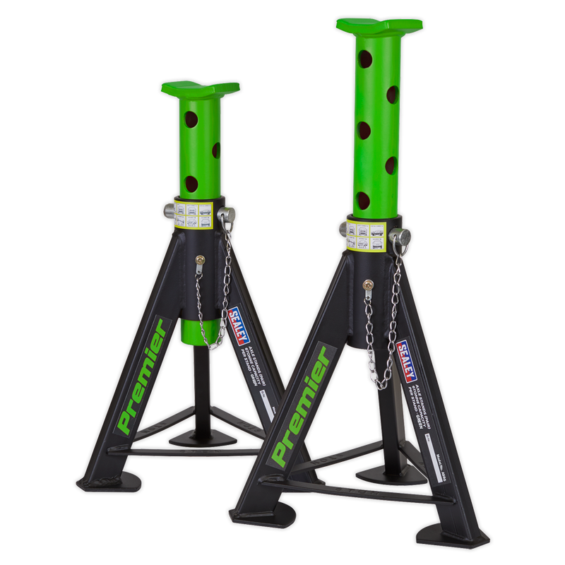 Axle Stands (Pair) 6tonne Capacity per Stand - Green | Pipe Manufacturers Ltd..