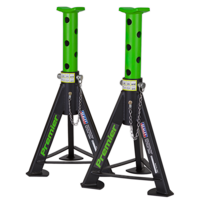 Axle Stands (Pair) 6tonne Capacity per Stand - Green | Pipe Manufacturers Ltd..