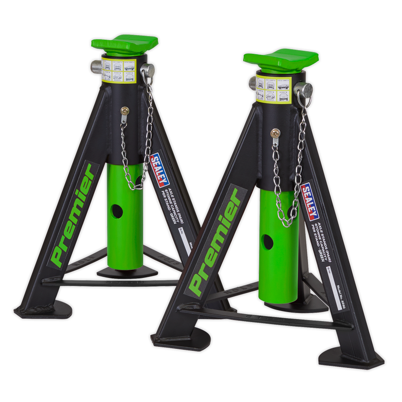 Axle Stands (Pair) 6tonne Capacity per Stand - Green | Pipe Manufacturers Ltd..