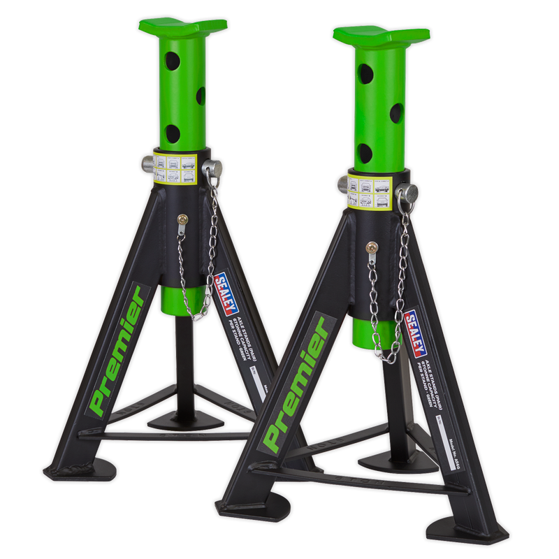 Axle Stands (Pair) 6tonne Capacity per Stand - Green | Pipe Manufacturers Ltd..