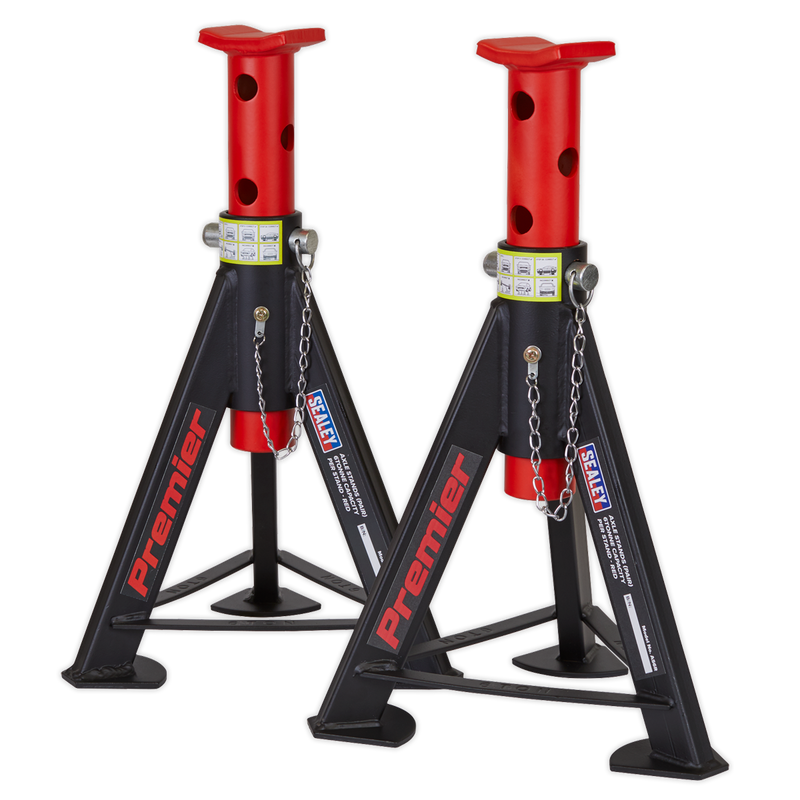 Axle Stands (Pair) 6tonne Capacity per Stand - Red | Pipe Manufacturers Ltd..