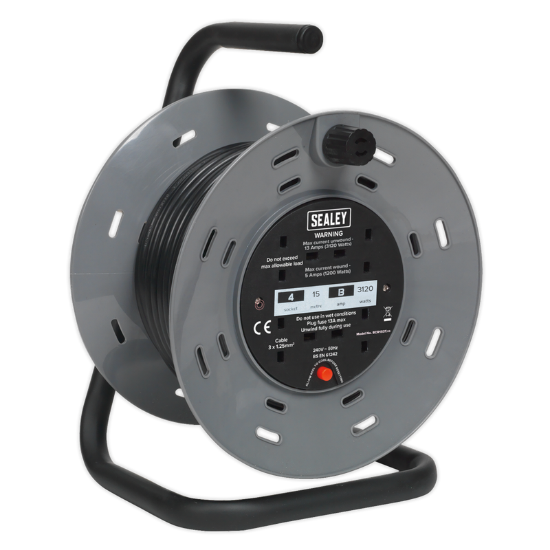 Cable Reel 15m 4 x 230V Thermal Trip | Pipe Manufacturers Ltd..