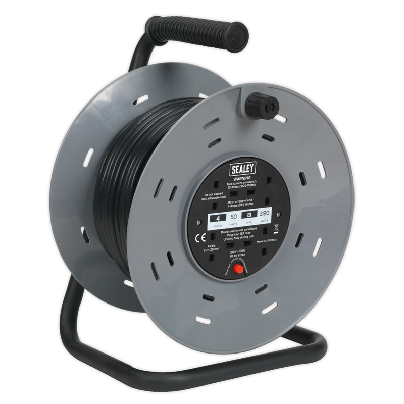 Cable Reel 50m 4 x 230V 1.25mm_ Thermal Trip | Pipe Manufacturers Ltd..