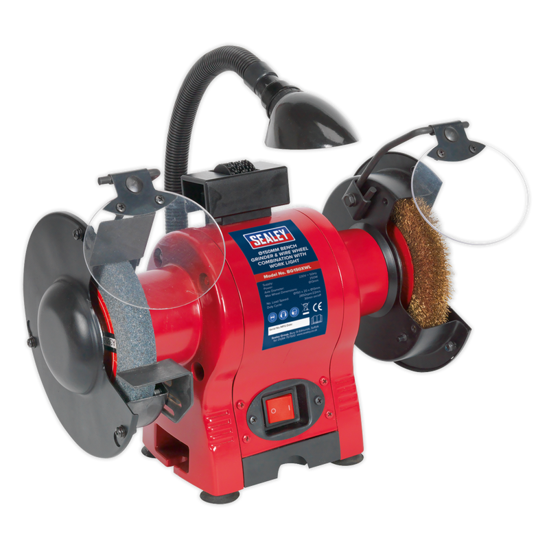 Bench Grinder ¯150mm & Wire Wheel Combination with Work Light 250W/230V | Pipe Manufacturers Ltd..