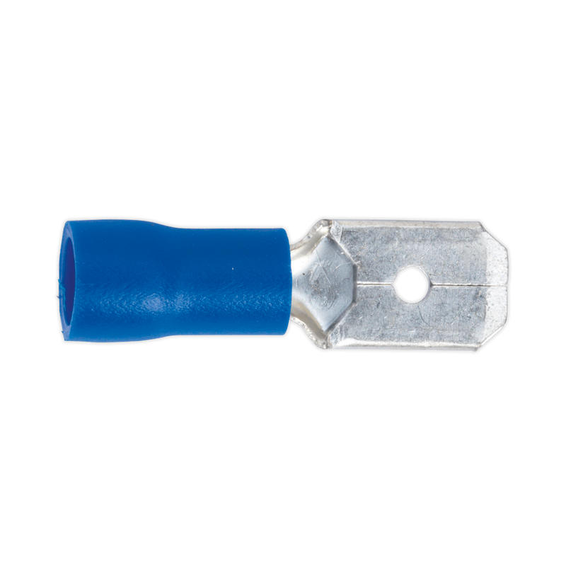 Push-On Terminal 6.3mm Male Blue Pack of 100 | Pipe Manufacturers Ltd..