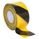 Hazard Warning Barrier Tape 80mm x 100m Black/Yellow Non-Adhesive | Pipe Manufacturers Ltd..