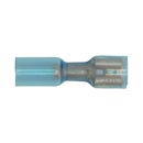 Heat Shrink Push-On Terminal 6.4mm Female Blue Pack of 25 | Pipe Manufacturers Ltd..