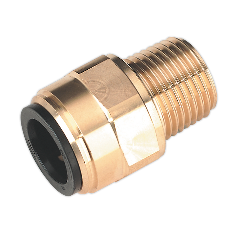 Straight Adaptor 15mm x 1/2"BSPT Brass (John Guest Speedfit¨ - MM011504N) | Pipe Manufacturers Ltd..
