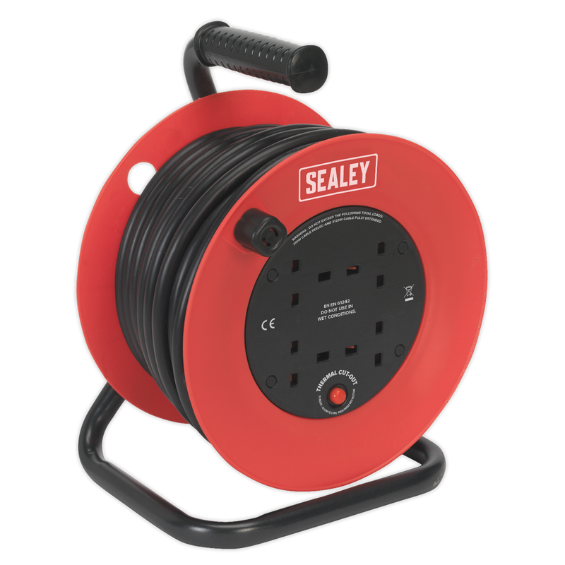 Cable Reel 25m 4 x 230V 2.5mm_ Heavy-Duty Thermal Trip | Pipe Manufacturers Ltd..
