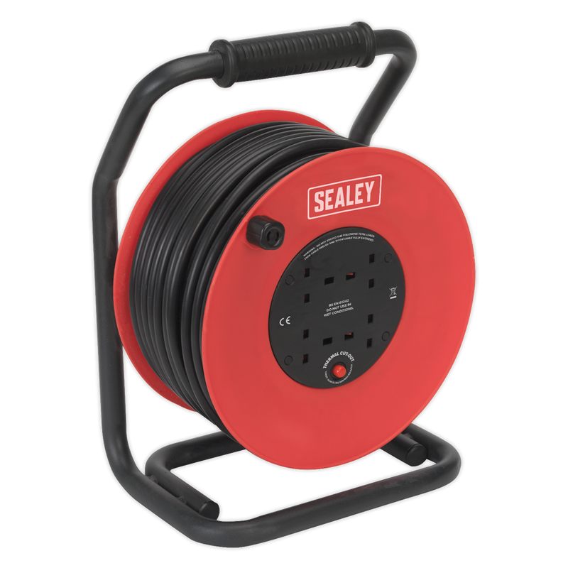 Cable Reel 50m 4 x 230V 2.5mm_ Heavy-Duty Thermal Trip | Pipe Manufacturers Ltd..