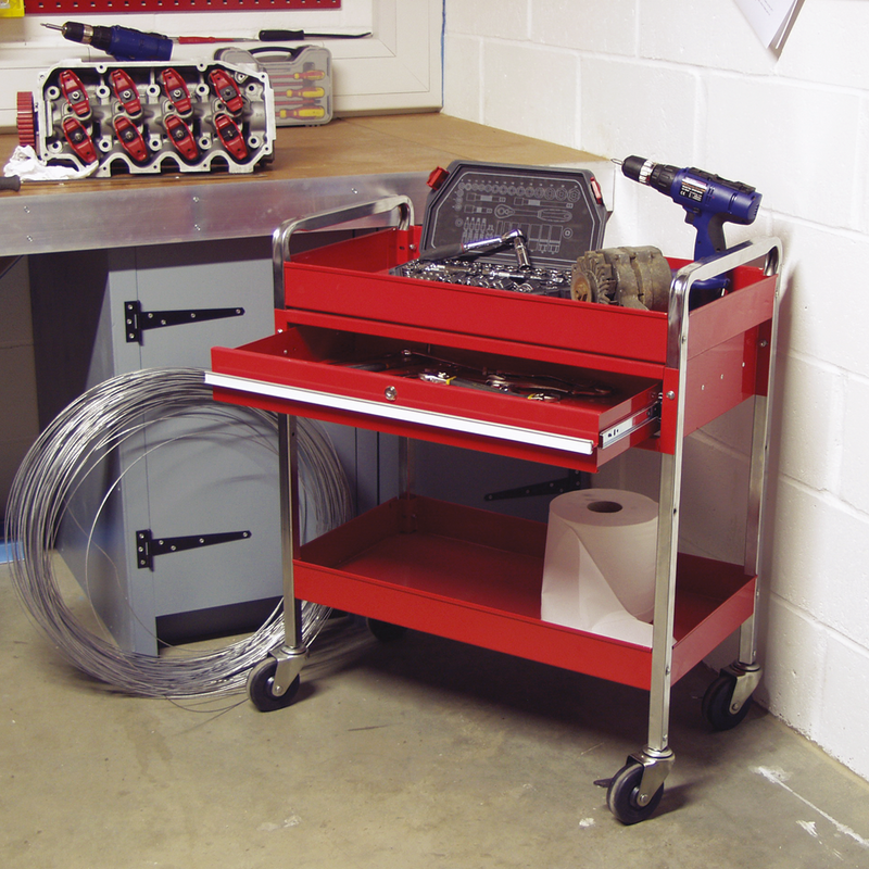Trolley 2-Level Heavy-Duty with Lockable Drawer | Pipe Manufacturers Ltd..