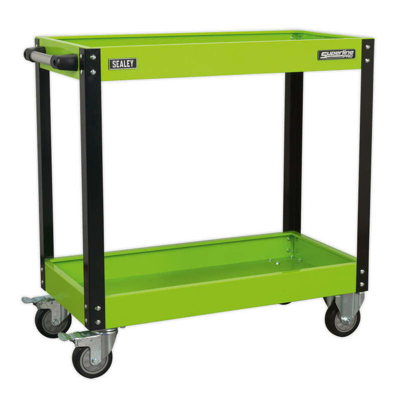 Workshop Trolley 2-Level Heavy-Duty - Hi-Vis Green | Pipe Manufacturers Ltd..