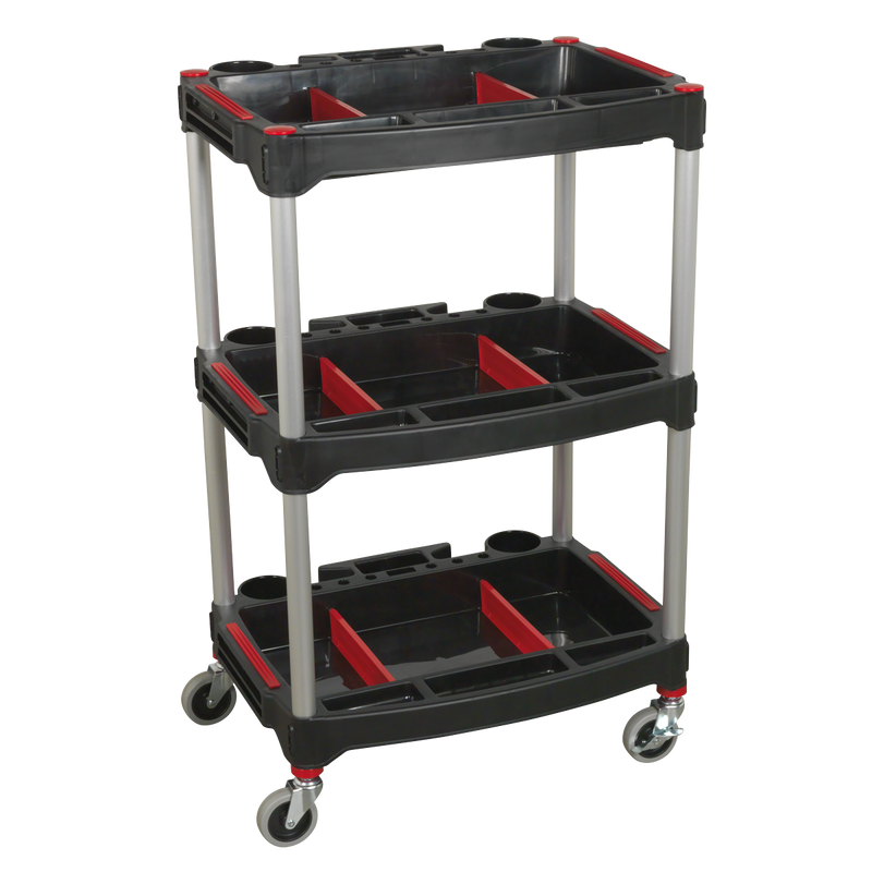Workshop Trolley 3-Level Composite with Parts Storage | Pipe Manufacturers Ltd..
