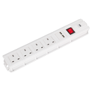 Extension Cable 3m 4 x 230V + 2 x USB Sockets - White | Pipe Manufacturers Ltd..