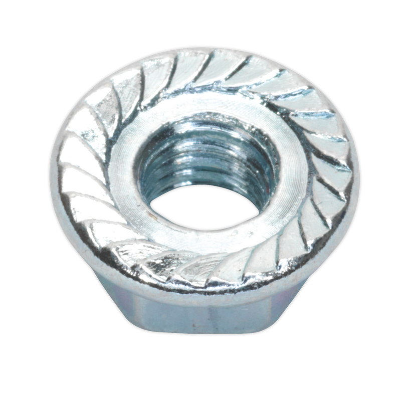 Flange Nut Serrated M8 Zinc DIN 6923 Pack of 100 | Pipe Manufacturers Ltd..