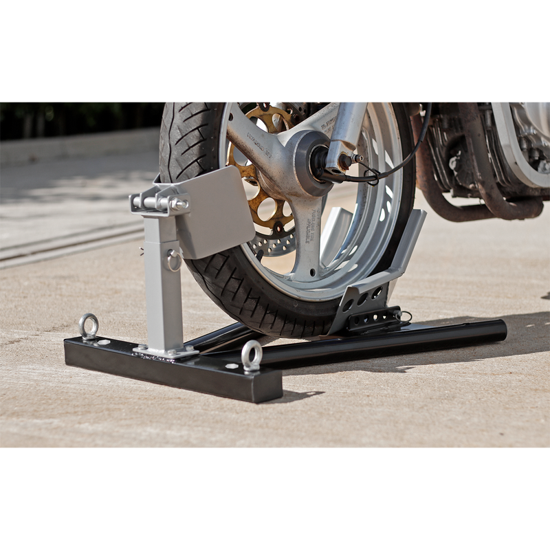 Motorcycle Front Wheel Chock Heavy-Duty | Pipe Manufacturers Ltd..