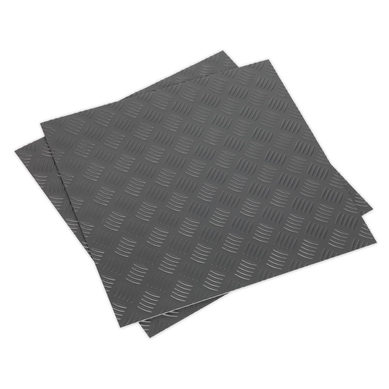 Vinyl Floor Tile with Peel & Stick Backing - Silver Treadplate Pack of 16 | Pipe Manufacturers Ltd..