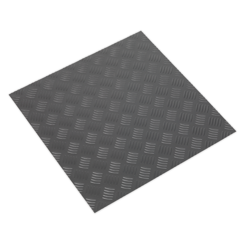 Vinyl Floor Tile with Peel & Stick Backing - Silver Treadplate Pack of 16 | Pipe Manufacturers Ltd..