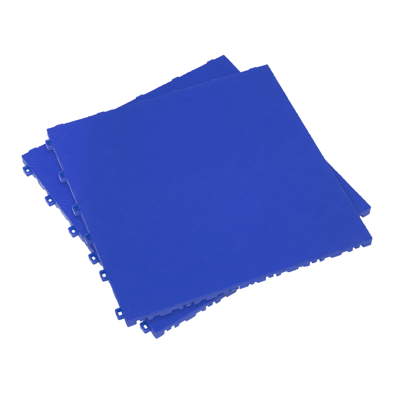 Polypropylene Floor Tile 400 x 400mm - Blue Treadplate - Pack of 9 | Pipe Manufacturers Ltd..
