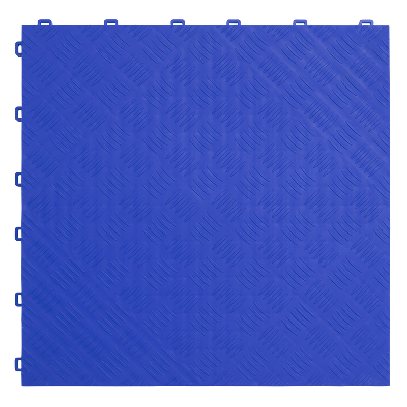 Polypropylene Floor Tile 400 x 400mm - Blue Treadplate - Pack of 9 | Pipe Manufacturers Ltd..