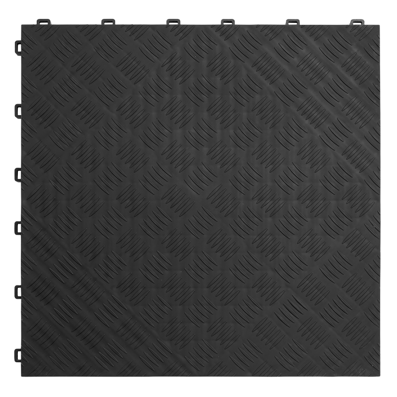 Polypropylene Floor Tile 400 x 400mm - Black Treadplate - Pack of 9 | Pipe Manufacturers Ltd..