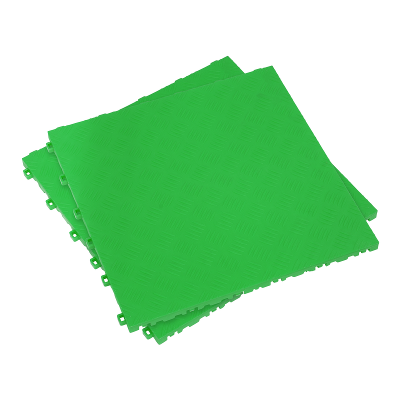 Polypropylene Floor Tile - Green Treadplate 400 x 400mm - Pack of 9 | Pipe Manufacturers Ltd..