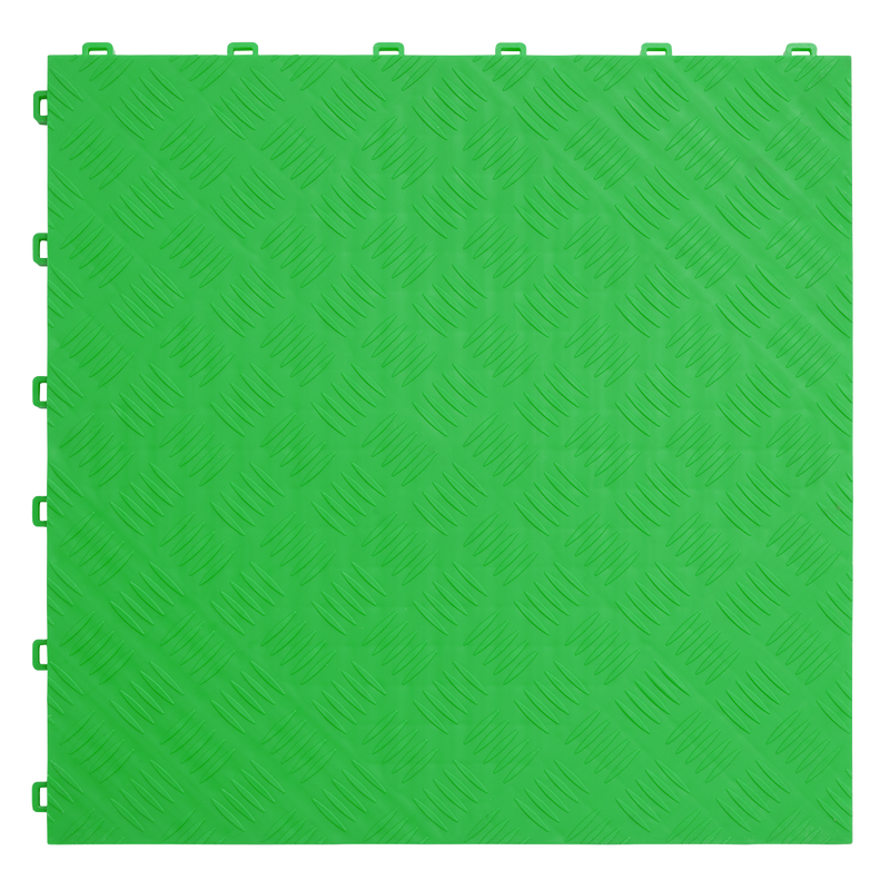 Polypropylene Floor Tile - Green Treadplate 400 x 400mm - Pack of 9 | Pipe Manufacturers Ltd..