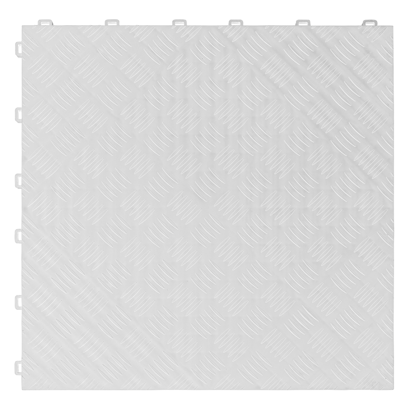 Polypropylene Floor Tile 400 x 400mm - White Treadplate - Pack of 9 | Pipe Manufacturers Ltd..