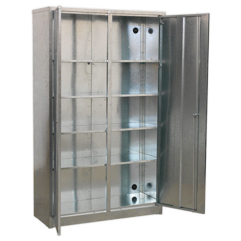 Galvanized Steel Floor Cabinet 4 Shelf Extra Wide | Pipe Manufacturers Ltd..