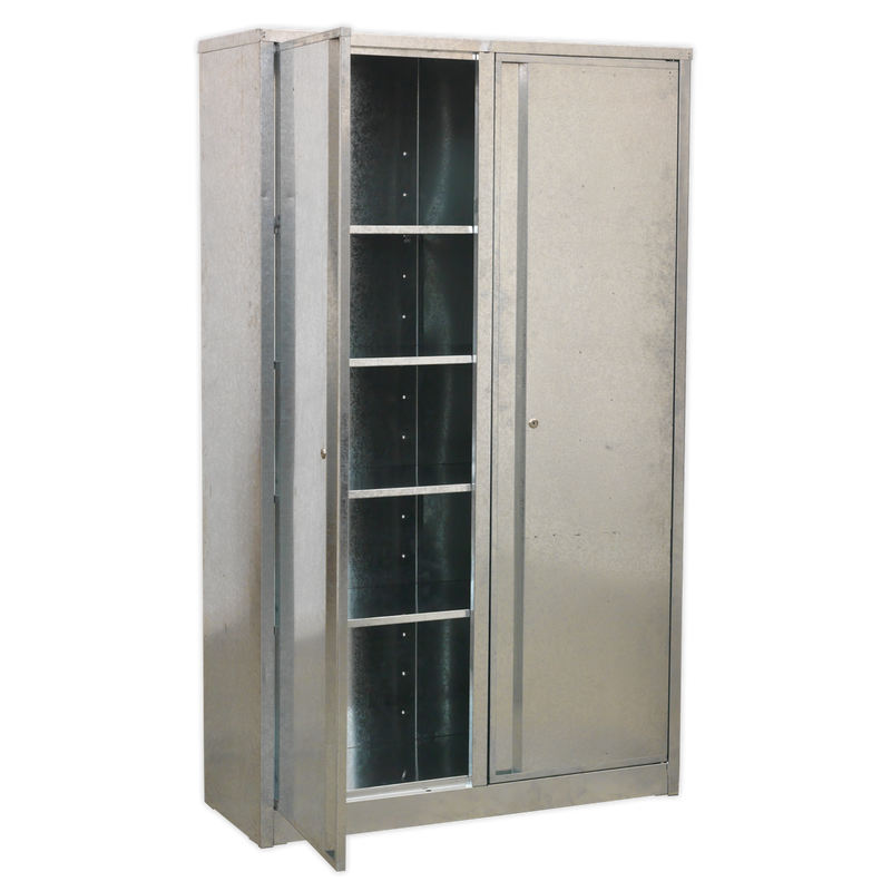 Galvanized Steel Floor Cabinet 4 Shelf Extra Wide | Pipe Manufacturers Ltd..