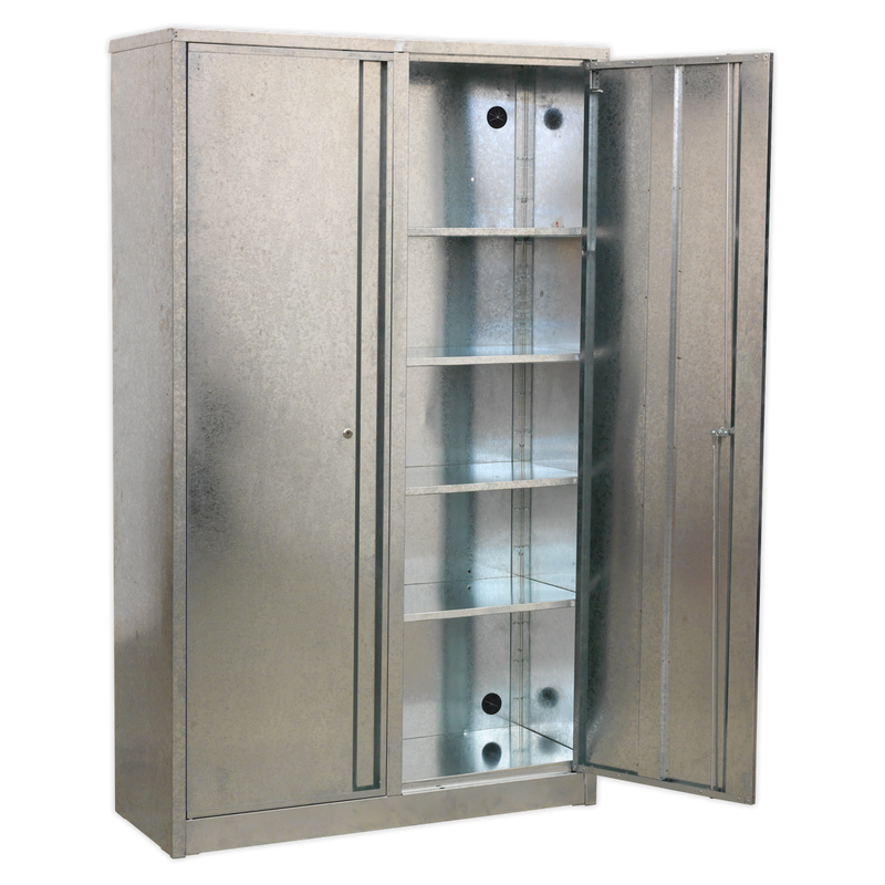 Galvanized Steel Floor Cabinet 4 Shelf Extra Wide | Pipe Manufacturers Ltd..