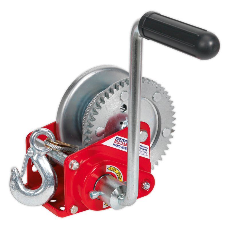 Geared Hand Winch with Brake & Cable 540kg Capacity | Pipe Manufacturers Ltd..