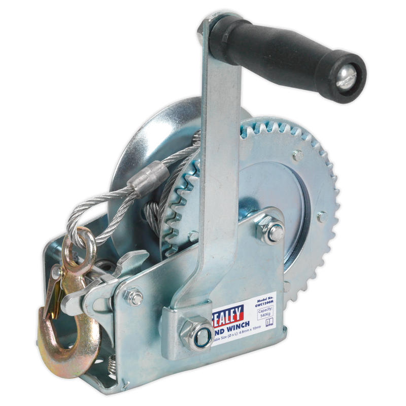 Geared Hand Winch 540kg Capacity with Cable | Pipe Manufacturers Ltd..
