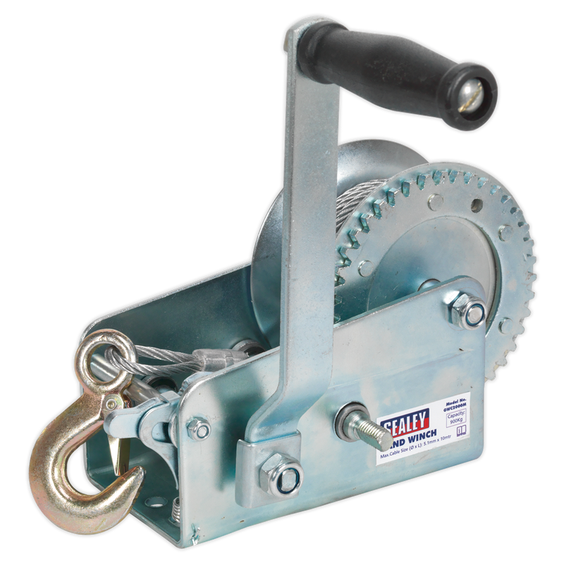 Geared Hand Winch 900kg Capacity with Cable | Pipe Manufacturers Ltd..