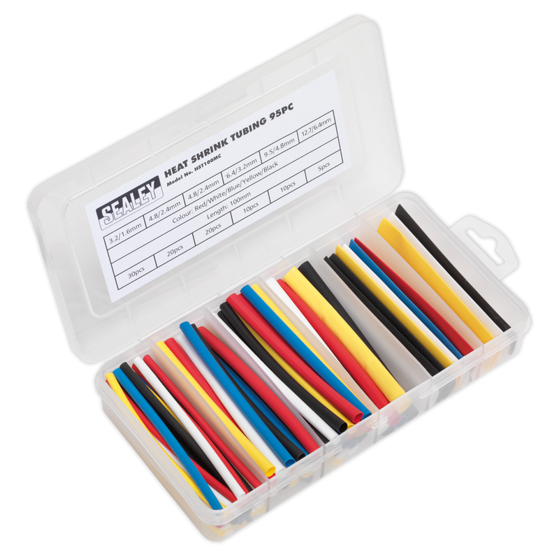 Heat Shrink Tubing Assortment 95pc 100mm Mixed Colours | Pipe Manufacturers Ltd..