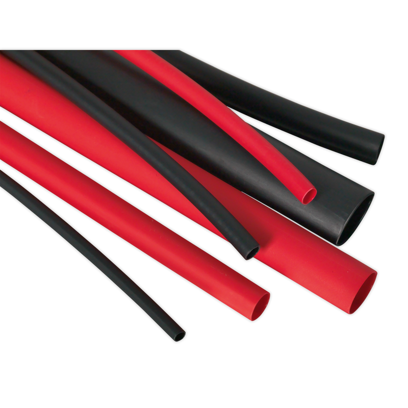 Heat Shrink Tubing Assortment 72pc Black & Red Adhesive Lined 200mm | Pipe Manufacturers Ltd..