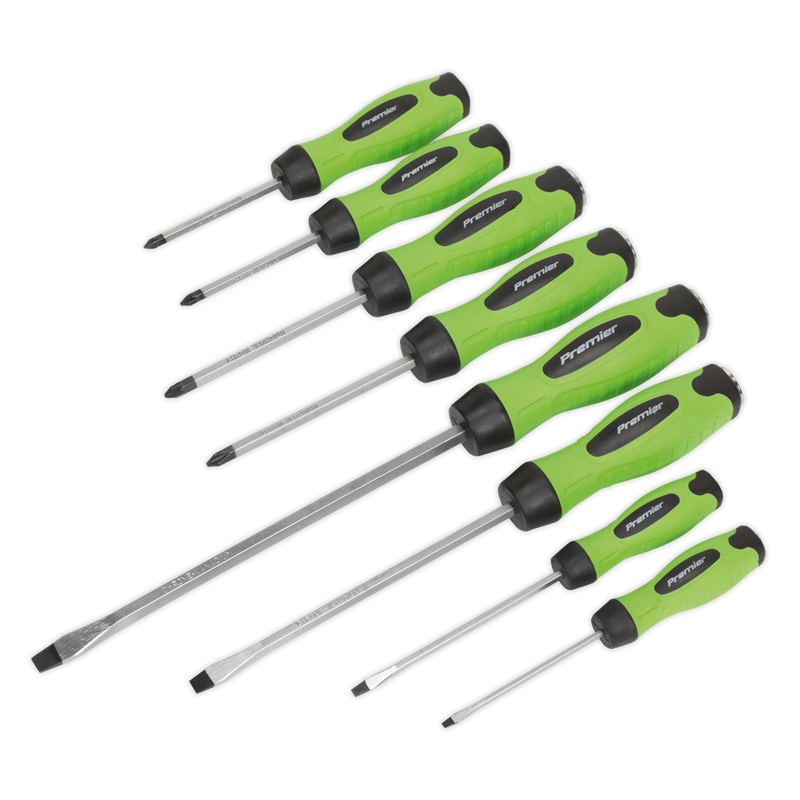 Screwdriver Set 8pc Hammer-Thru Hi-Vis Green | Pipe Manufacturers Ltd..